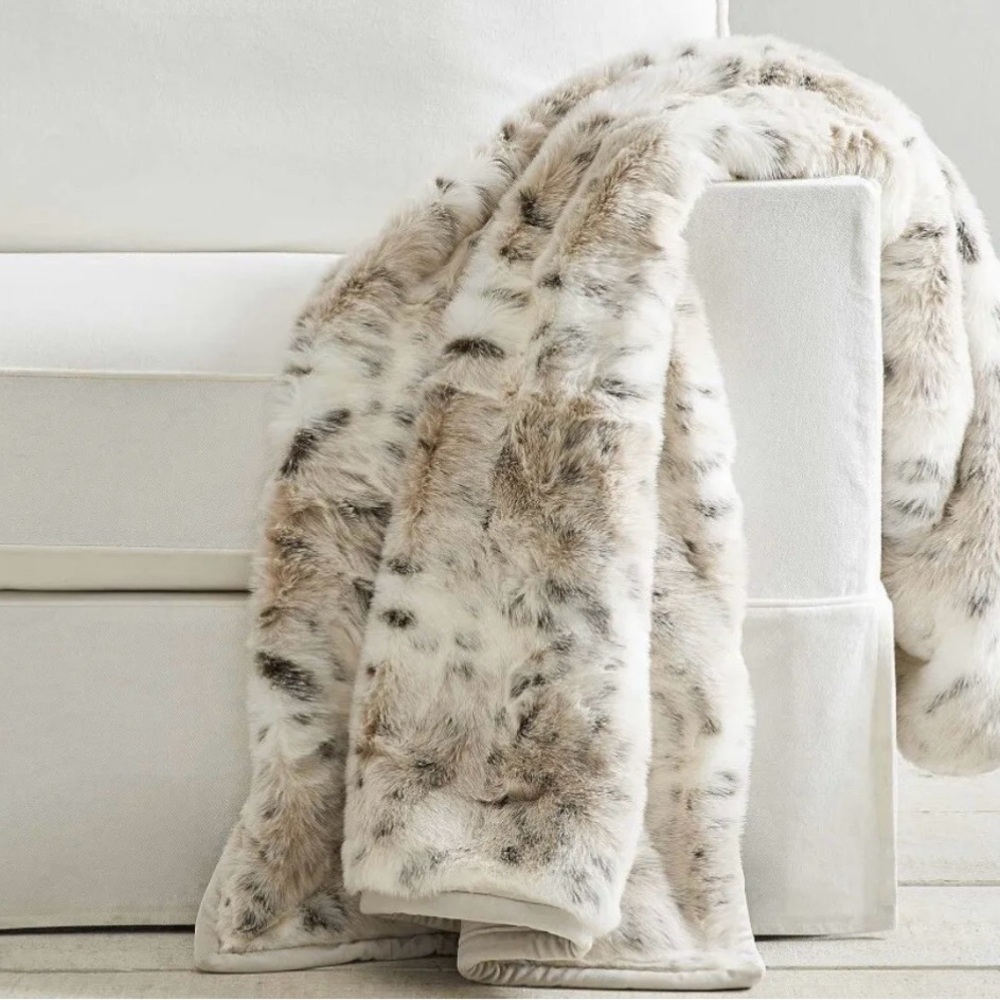 Pottery Barn Fur Throw and Pillow Sham to match